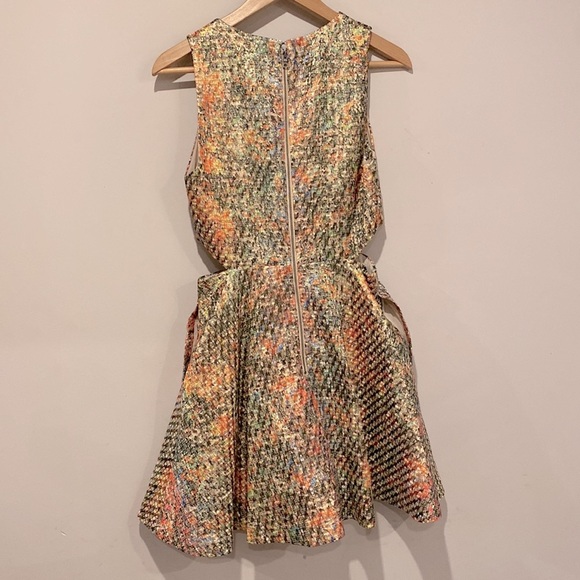 Alice + Olive Fit and Flare Metallic Rainbow Mini Dress - Picture 5 of 5